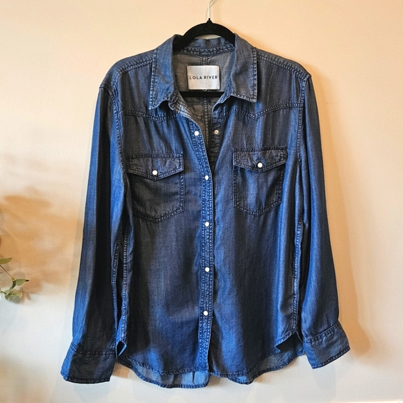 lola river Tops - Denim Shirt by Lola River, Comfortable & Soft, Size Large, $20